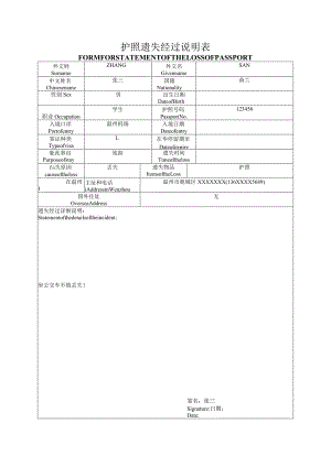 护照遗失经过说明表.docx