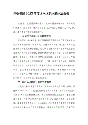 党委书记2023年度述学述职述廉述法报告.docx
