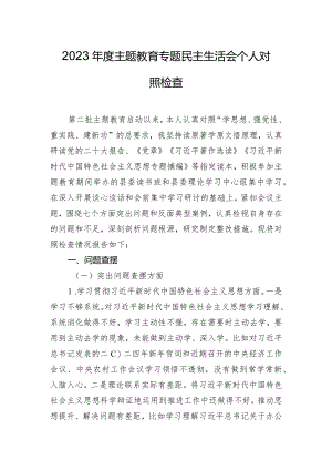 2023年度主题教育专题民主生活会个人对照检查.docx