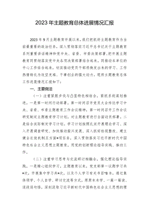 2023年主题教育总体进展情况汇报.docx