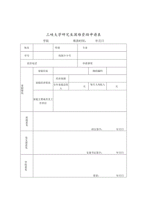三峡大学研究生困难资助申请表.docx
