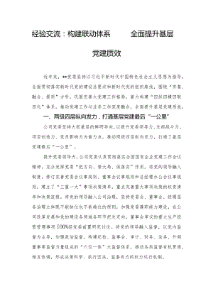 经验交流：构建联动体系 全面提升基层党建质效.docx
