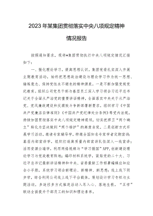 2023年某集团贯彻落实中央八项规定精神情况报告.docx