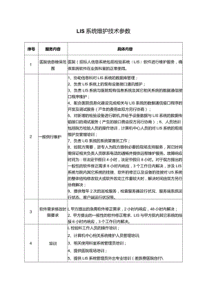 LIS系统维护技术参数.docx