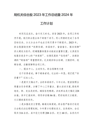 局机关综合股2023年工作总结暨2024年工作计划.docx
