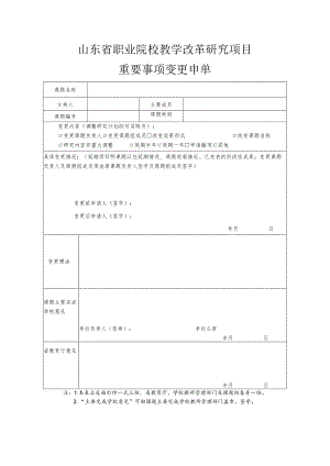 山东省职业院校教学改革研究项目重要事项变更申单.docx
