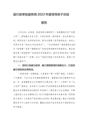 县行政审批服务局2023年度领导班子总结报告.docx