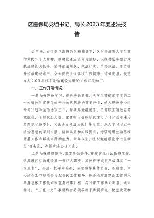 区医保局党组书记、局长2023年度述法报告.docx