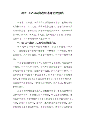 县长2023年度述职述廉述德报告.docx