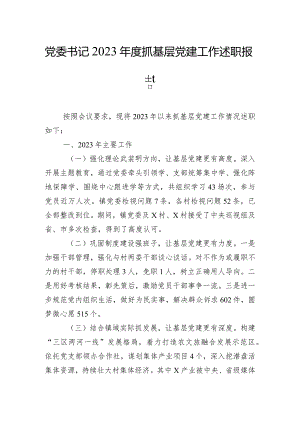 党委书记2023年度抓基层党建工作述职报告.docx