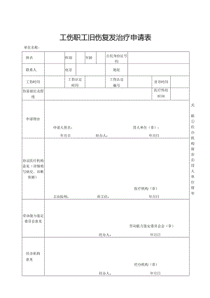 工伤职工旧伤复发治疗申请表.docx
