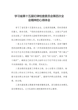 2024年江西省纪委十五届四次全会精神心得体会交流发言十五篇.docx