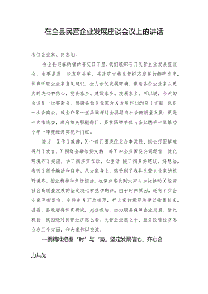 在全县民营企业发展座谈会议上的讲话.docx