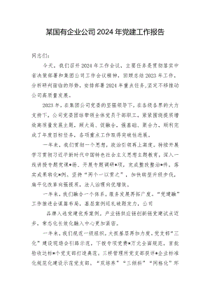 某国有企业公司2024年党建工作报告.docx