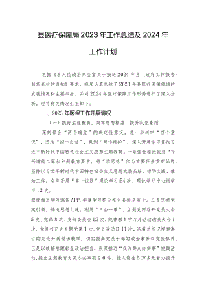 县医疗保障局2023年工作总结及2024年工作计划.docx