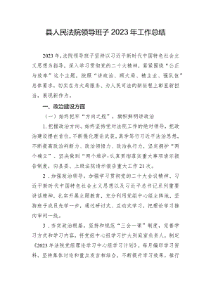 县人民法院领导班子2023年工作总结.docx