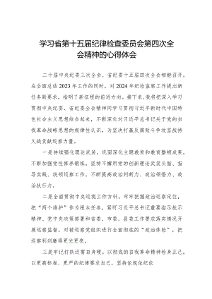 2024年江西省纪委十五届四次全会精神心得体会交流发言十二篇.docx