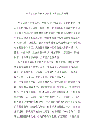 旅游景区如何利用小资本成就景区大品牌.docx