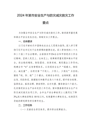 2024年某市安全生产与防灾减灾救灾工作要点.docx