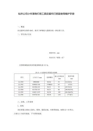 钻井公司小件落物打捞工具反循环打捞篮使用维护手册.docx
