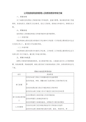 公司信息部信息管理人员绩效绩效考核方案.docx