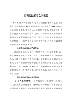 公司疫情防控会议纪要.docx