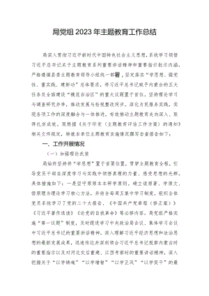 局党组2023年主题教育工作总结.docx