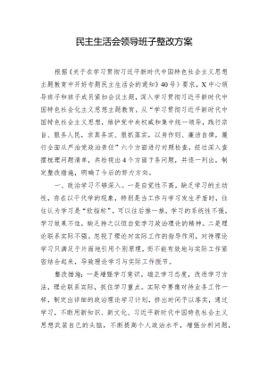 民主生活会领导班子整改方案.docx