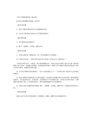 幼儿园小班下学期健康教学设计《晒太阳》.docx