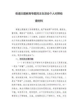 街道主题教育专题民主生活会个人对照检查材料.docx