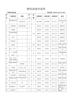 物资进场申报表（标养室）.docx