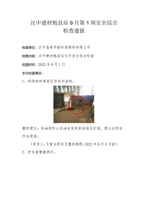 9月第1周安全综合检查通报.docx