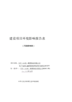 年产1.2亿m3橡胶板和胶带扩建项目环评报告表.docx