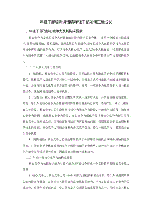 年轻干部培训讲话稿年轻干部如何正确成长.docx