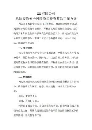 危险废物安全风险隐患排查整治工作方案.docx
