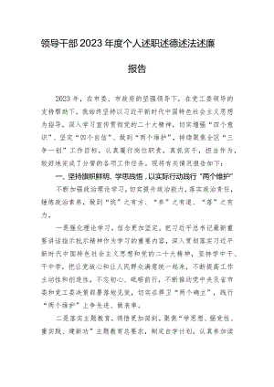 领导干部2023年度个人述职述德述法述廉报告.docx