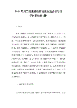 2024年第二批主题教育民主生活会领导班子对照检查材料.docx
