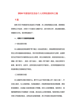 2024年度组织生活会个人对照检查材料三篇.docx