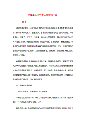 2024年民主生活会材料三篇.docx