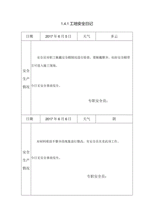 [施工资料]工地安全日记(12).docx