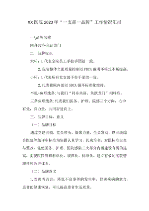 xx医院2023年“一支部一品牌”工作情况汇报.docx