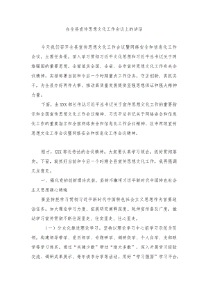 2024年在全县宣传思想文化工作会议上的讲话（2篇）.docx