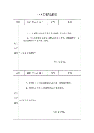 [施工资料]工地安全日记(15).docx