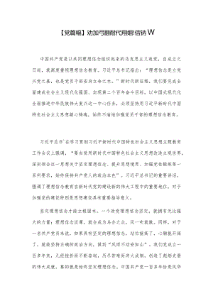 【党课讲稿】大力加强新时代党的理想信念教育.docx