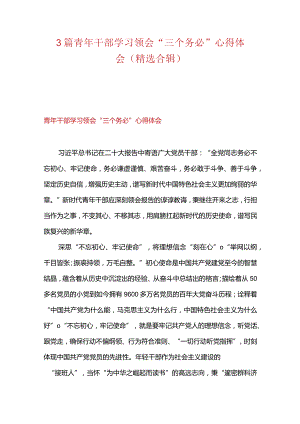 3篇青年干部学习领会“三个务必”心得体会（精选合辑）.docx