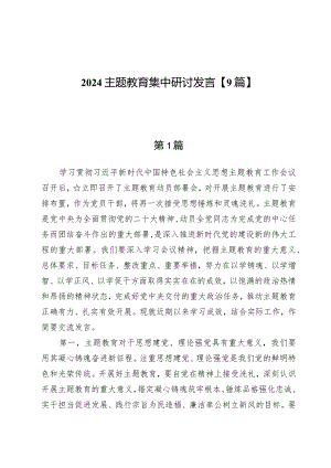2024主题教育集中研讨发言【9篇】.docx