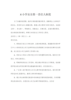 X小学安全第一责任人制度模板.docx