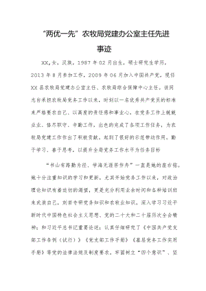 “两优一先”农牧局党建办公室主任先进事迹.docx