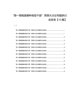 “想一想我是哪种类型干部”思想大讨论专题研讨会发言【13篇】.docx