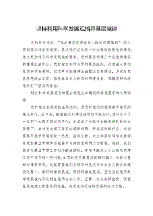 2024年坚持利用科学发展观指导基层党建讲稿.docx